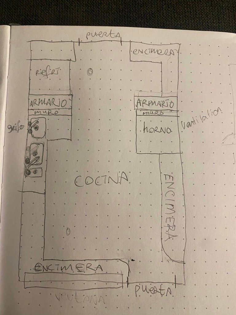 Kitchen layout plan with counters, oven, fridge and ventilation, Rancho Verde Tulum, Tulum, Mexico