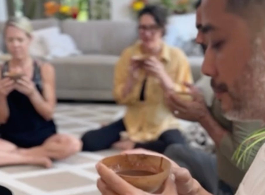 Traditional cacao-ceremonial-style healing ritual at Purpose Reset Retreat Tulum